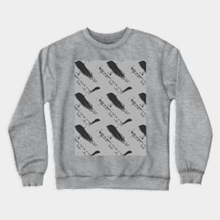 Black strokes and spots on a gray background, abstraction Crewneck Sweatshirt